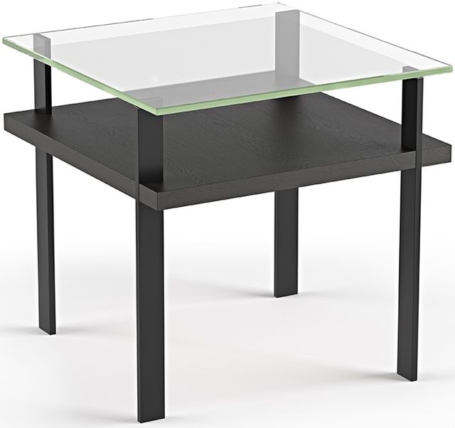 BDI Terrace™ Charcoal Stained Ash End Table with Glass Top