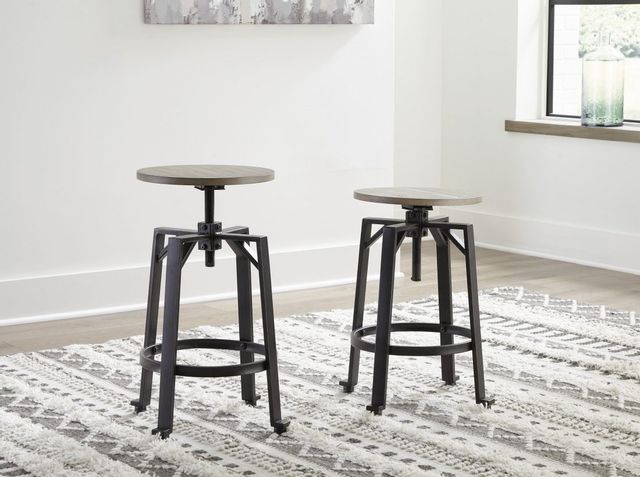 Signature Design by Ashley® Lesterton Light Brown/Black Swivel Counter Height Stool - Set of 2-3