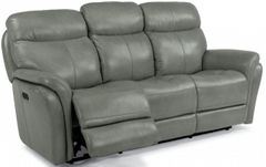Flexsteel® Zoey Gray Power Reclining Sofa with Power Headrests