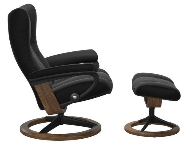Stressless® by Ekornes® Wing Small Signature Base Chair and Ottoman 1