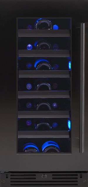 XO 15" Black Stainless Steel and Glass Built In Wine Cooler