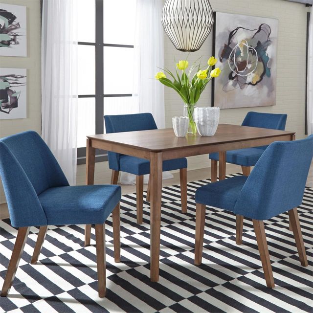 Liberty Furniture Space Savers 5 Piece Satin Walnut Rectangular Table Set - Blue 0