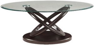 Crown Mark Cyclone Glass Top Coffee Table with Brown Base
