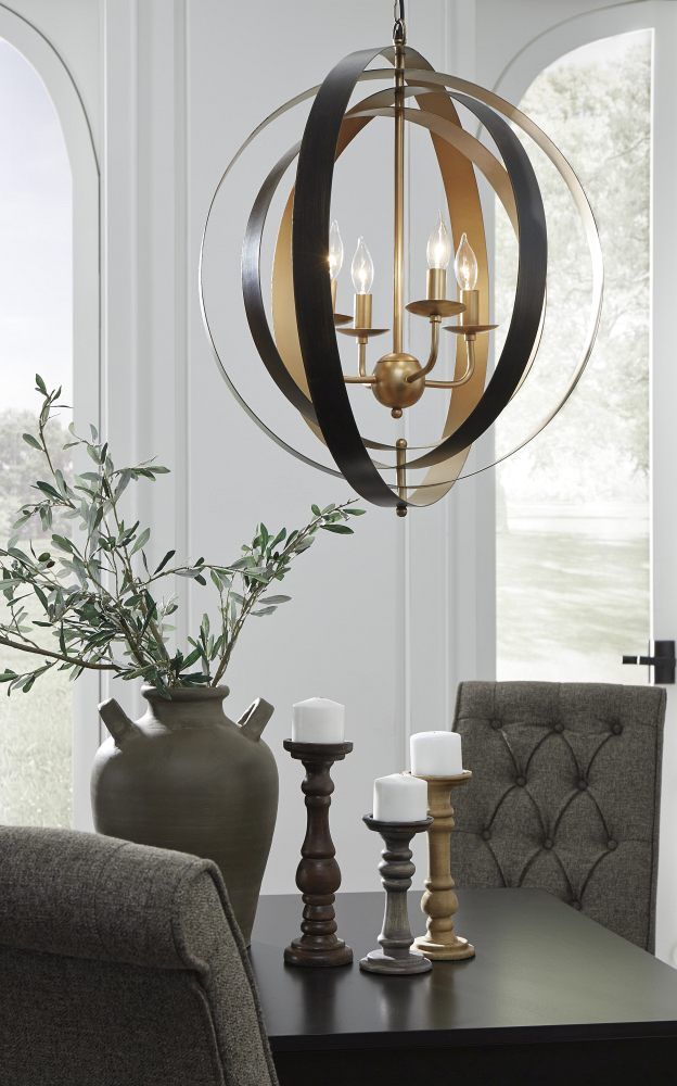 Lampe à suspension en métal Makani, noir/or, de Signature Design by Ashley® 3