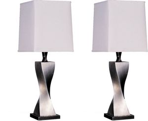 Coaster® Keene 2-Piece White/Antique Silver Table Lamps