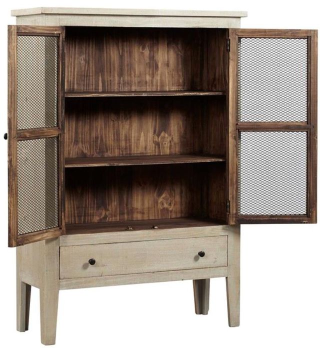 Progressive® Furniture Isabella Pine/Washed Linen Display Cabinet-2