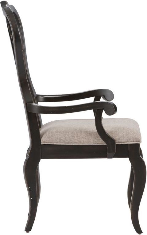 Liberty Furniture Chesapeake Antique Black Splat Back Arm Chair (RTA)-1
