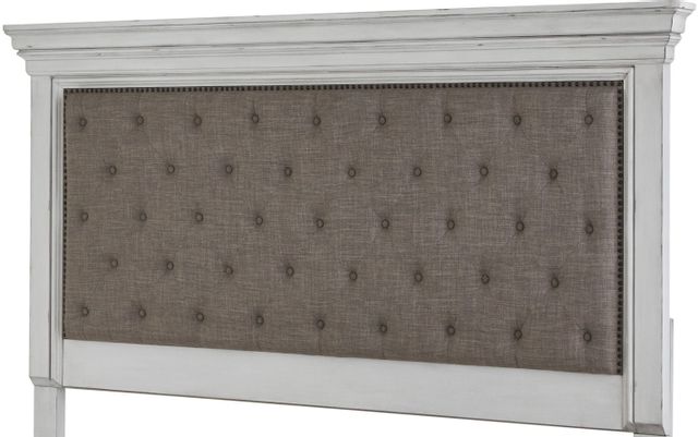 Benchcraft®  Kanwyn Whitewash Queen Upholstered Panel Headboard 0