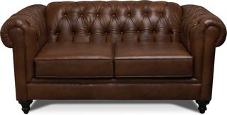 England Furniture Brooks Dark Brown Leather Loveseat