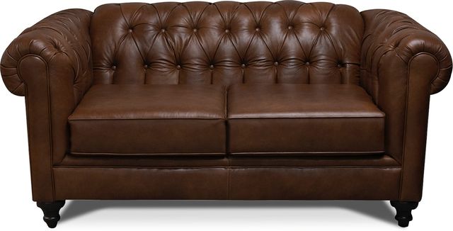 England Furniture Brooks Dark Brown Leather Loveseat 0