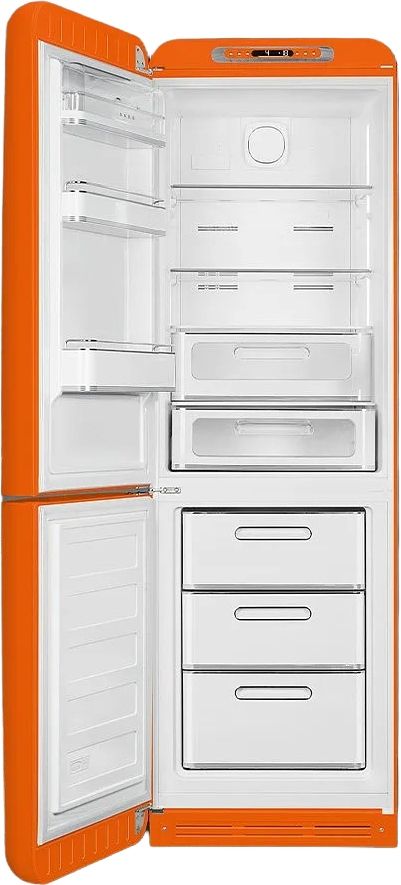 Smeg 50's Retro Style Aesthetic 11.7 Cu. Ft. Orange Bottom Freezer Refrigerator 1