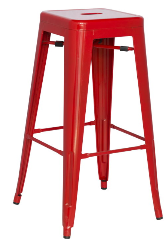 Chintaly Imports Alfresco Set of 4 Red Galvanized Steel Bar Stool ...