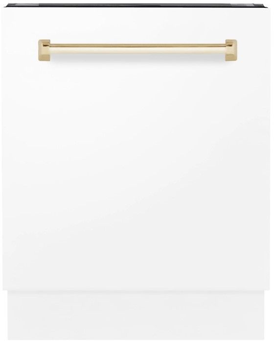 Zline Autograph Edition 24" White Matte with Gold Handle Built In Dishwasher