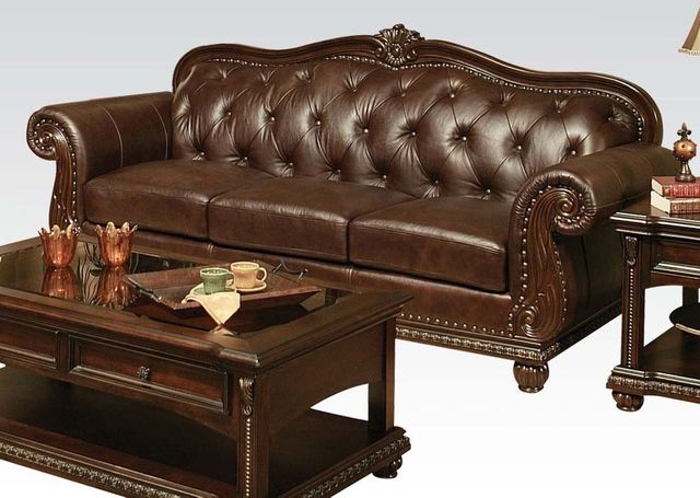 ACME Furniture Avondale Espresso Top and Split Leather Sofa 1