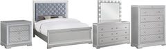 Coaster® Eleanor 5-Piece Metallic Mercury Queen Upholstered Bedroom Set