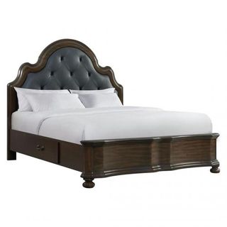 Elements Espresso Upholstered Queen Storage Bed