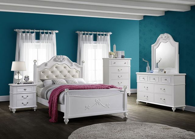 Elements International Alana Youth White Twin Bed, Dresser, Nightstand and Mirror-0