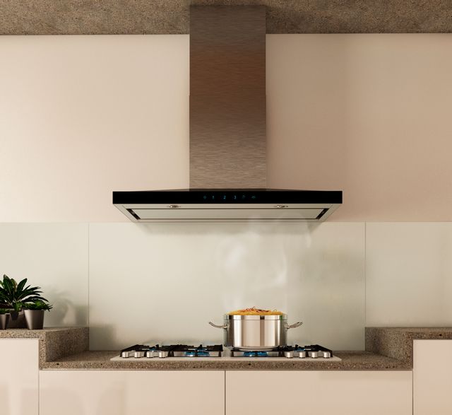 Elica Techne Series Lugano 36" Stainless Steel with Black Glass Wall Mounted Range Hood 1