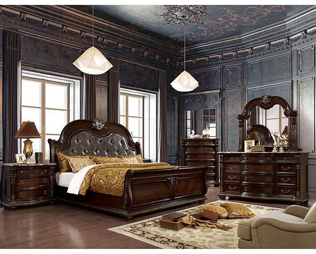 Furniture of America® Fromberg 4-Piece Brown Cherry Queen Bedroom Set