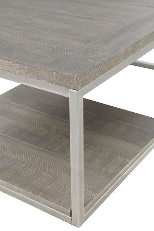 Progressive® Furniture Lake Forest Brushed Nickel/Musk Chairside Table-2