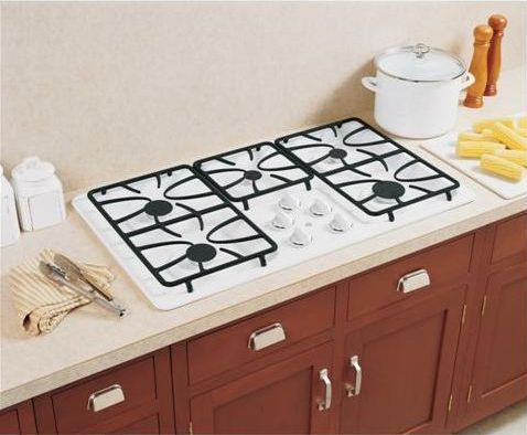 GE® 36" Gas Cooktop-White-0
