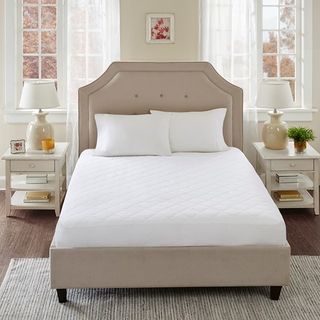 Olliix by Sleep Philosophy White Queen All Natural Cotton Percale Quilted Mattress Pad