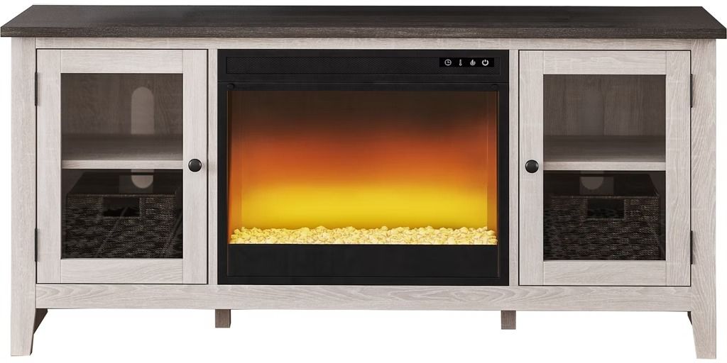 Signature Design by Ashley® Dorrinson Two-tone 60" TV Stand with Electric Fireplace
