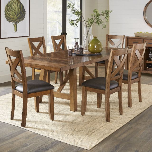 Acorn Cottage Brown Dining Table and 6 Side Chairs-0