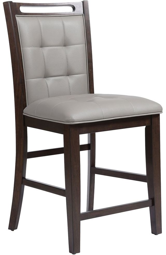 Stein World Lyman Grey Faux Leather Fabric. Rubber Wood in Arabica Finish Counter Height Stool 0