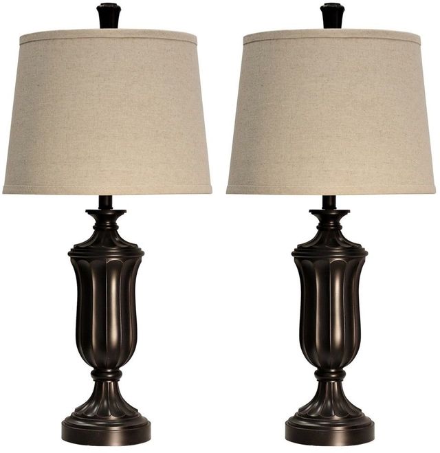 StyleCraft Madison 2-Piece Bronze Injection Molded Table Lamps