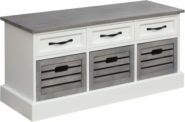 Coaster® Alma White/Weathered Grey 3-Drawer Storage Bench