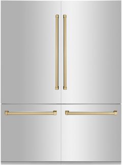 ZLINE 60 In. Built-In Refrigerator in White Matte with Gold