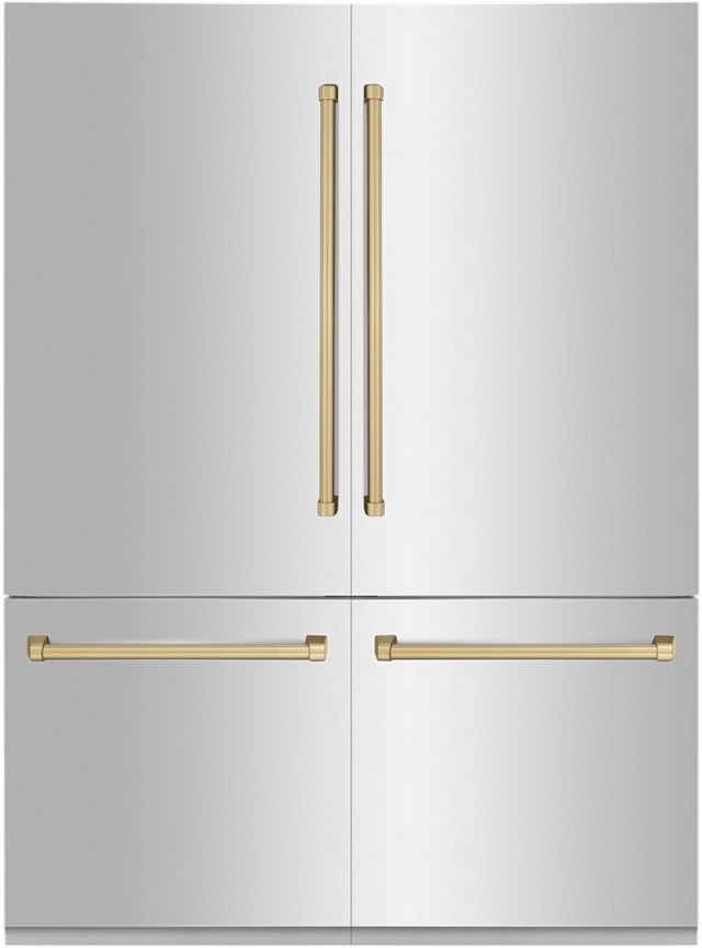 ZLINE Autograph Edition 32.2 Cu. Ft. Stainless Steel/Champagne Bronze French Door Refrigerator