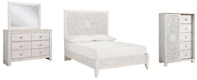 Signature Design by Ashley® Paxberry 4-Piece Whitewash Full Panel Bed Set