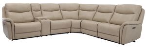 Man Wah Taupe 6 Piece Power Reclining Leather Sectional