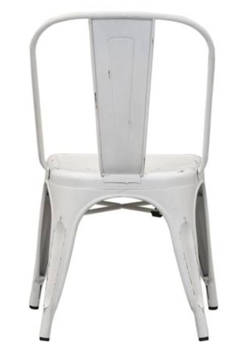 Liberty Vintage Antique White Distressed Metal Bow Back Side Chair-3
