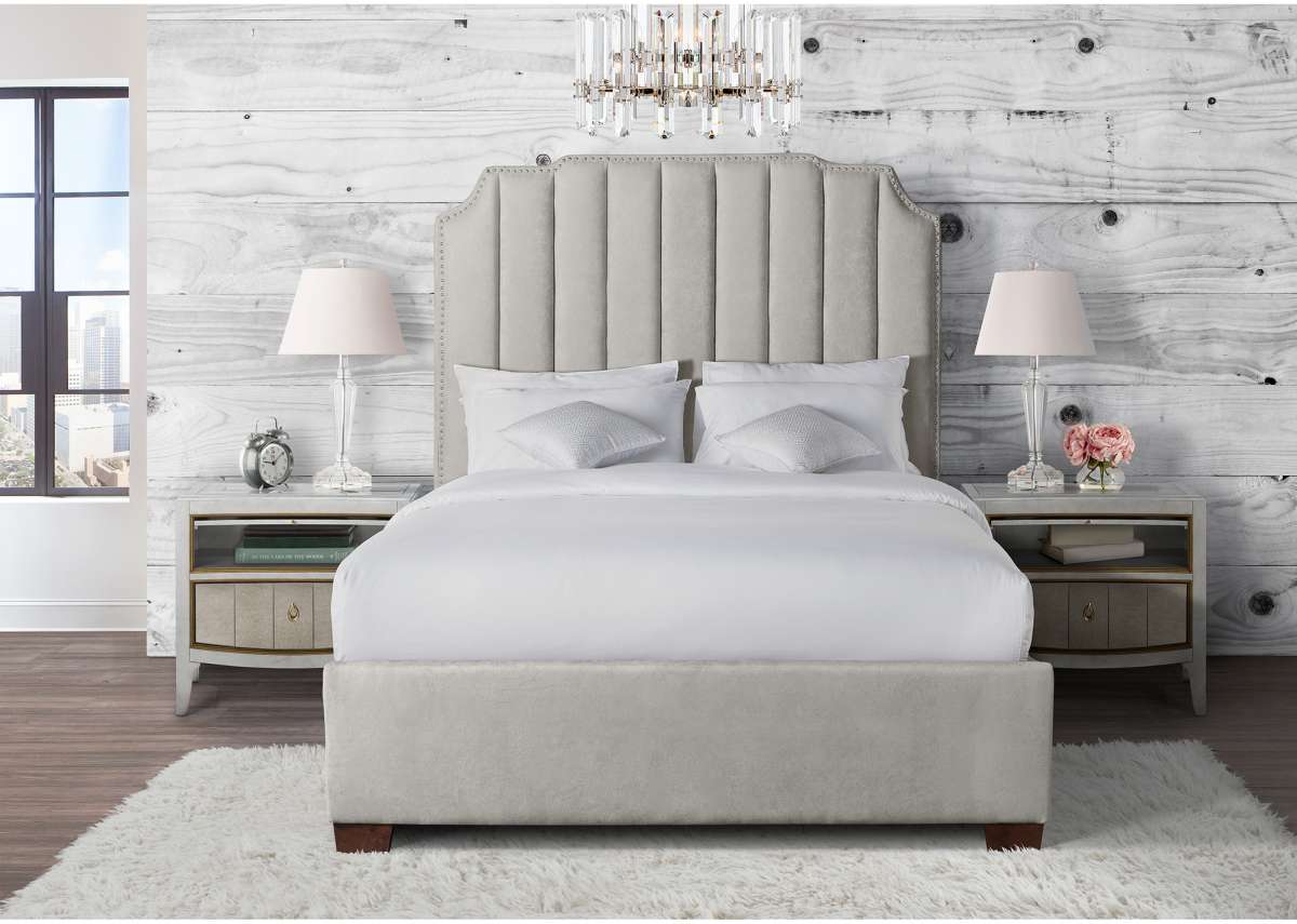 Elements International Harper Gray Upholstered Bed Miskelly Furniture 