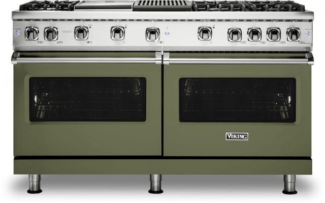 Viking® 5 Series 60" Cypress Green Pro Style Liquid Propane Range with 12" Griddle and 12" Grill
