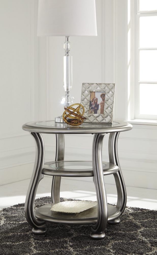 Signature Design by Ashley® Coralayne Silver Finish Round End Table 6