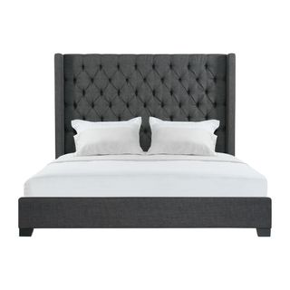Elements International Morrow Charcoal King Upholstered Bed