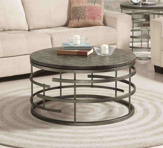 Flexsteel® Halo Antiqued Concrete/Soft Silver Round Coffee Table 2