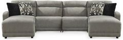 Signature Design by Ashley® Colleyville 4-Piece Stone Power Reclining Sectional with Chaise with Armless Chairs