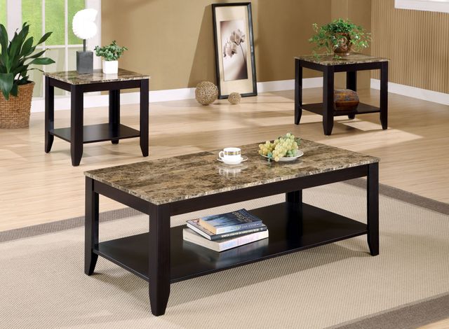Coaster® Flores 3-Piece Cappuccino Occasional Table Set with Shelf-1