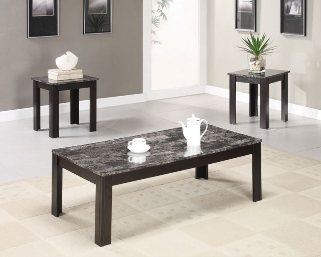 Coaster® Rhodes 3-Piece Black Faux-Marble Top Occasional Table Set-1