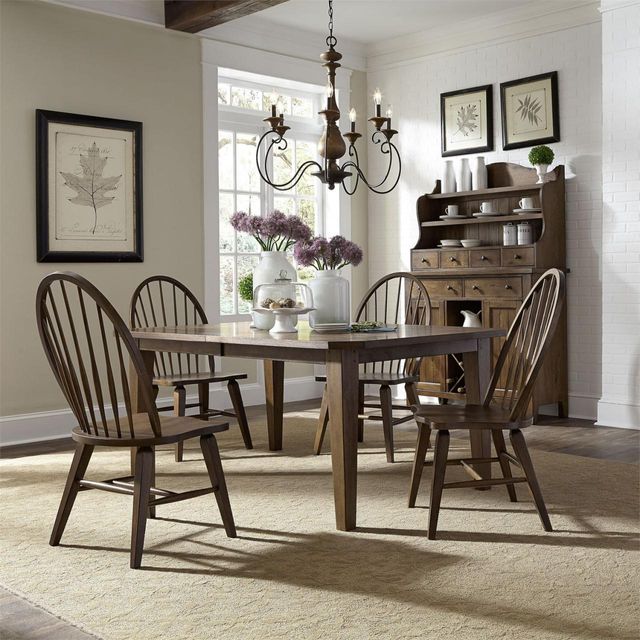 Liberty Furniture Hearthstone 5 Piece Rustic Oak Rectangular Table Set