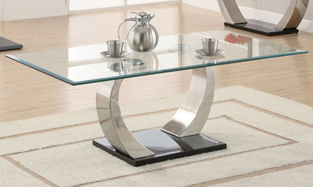 Coaster® Willemse Clear And Satin Glass Top Coffee Table  1