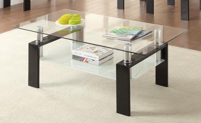 Coaster® Dyer Black Tempered Glass Coffee Table with Shelf-1
