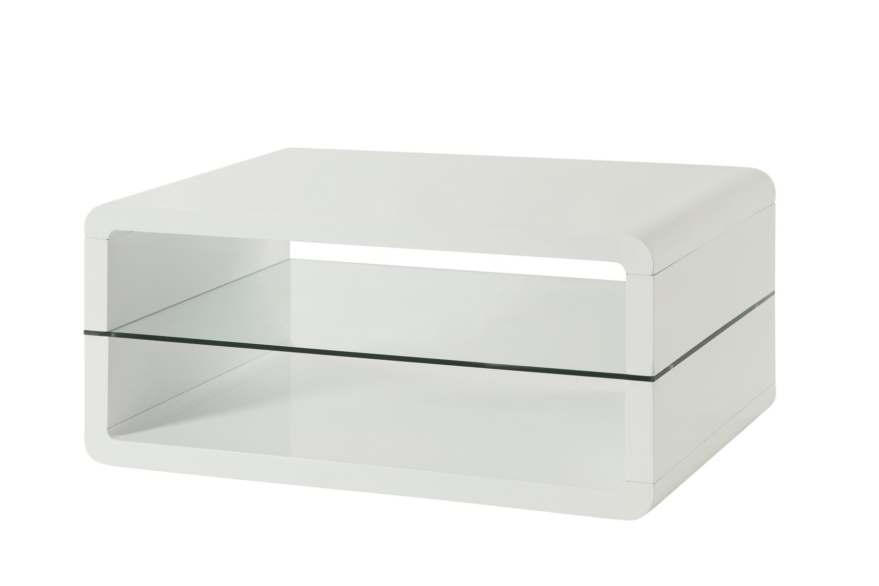 Coaster® Glossy White Rectangle 2-Shelf Coffee Table 