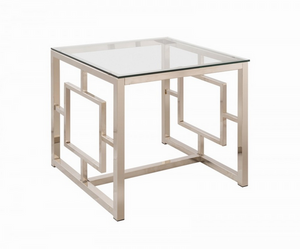 Coaster® Nickel Square Tempered Glass Top End Table