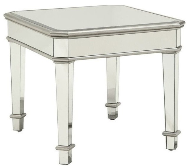 Coaster® Cassandra Silver Square Beveled Top End Table